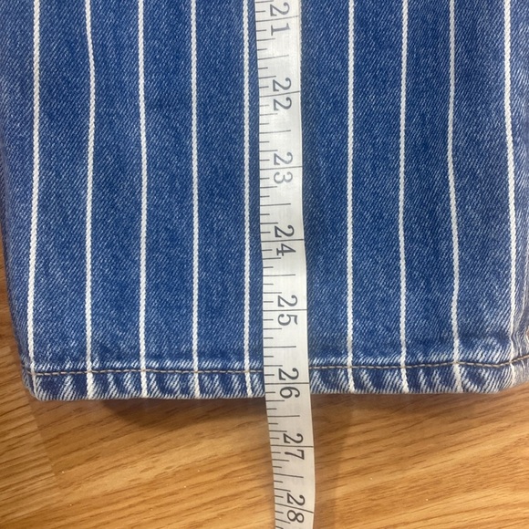 Striped High Rise Mom Jean Cropped 100% Cotton - Picture 10 of 15